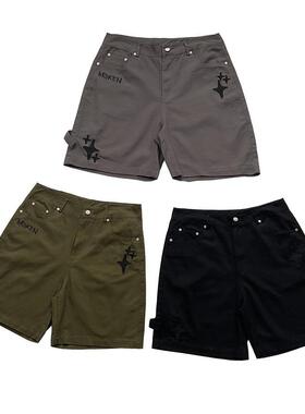 broken planet春夏刺绣LOGO潮流嘻哈宽松休闲短裤男女工装五