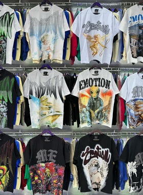 MIXED EMOTION ME美潮天使烫钻i网红宽松纯棉男女短袖T恤