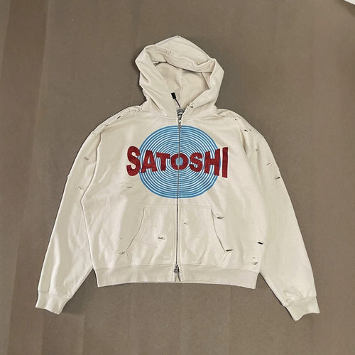 SatoshiNakamoto字母破洞卫衣