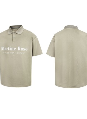 Asen同款martine rose字母印花短袖T恤男女宽松休闲polo衫上衣 潮