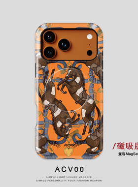 限定磁吸magsafe·橙色马适用于17Promax苹果手机壳16二合一15防护PC硬壳TPU软壳14不掉漆13不掉色防摔保护壳