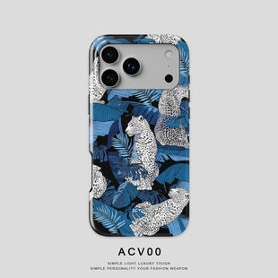 Acvoo热带豹欧美蓝色绿色iPhone17保护16适用于苹果15手机壳14防摔壳13不褪色12环保11全包