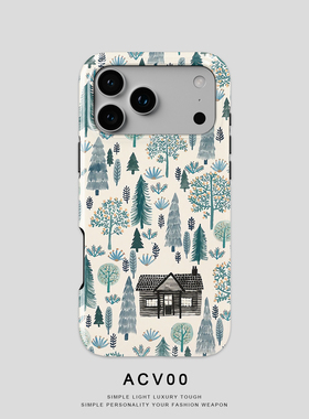 Acvoo绿色森林里的小屋iPhone16Promax保护12适用于13苹果14手机壳