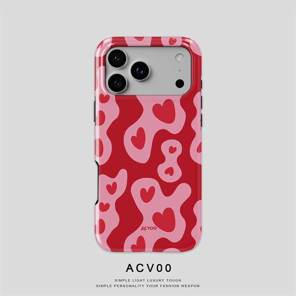 Acvoo粉红爱心 Love Rush 心动浪潮 iPhone17Promax保护16适用于苹果15手机壳14防摔壳13不褪色12环保Air全包