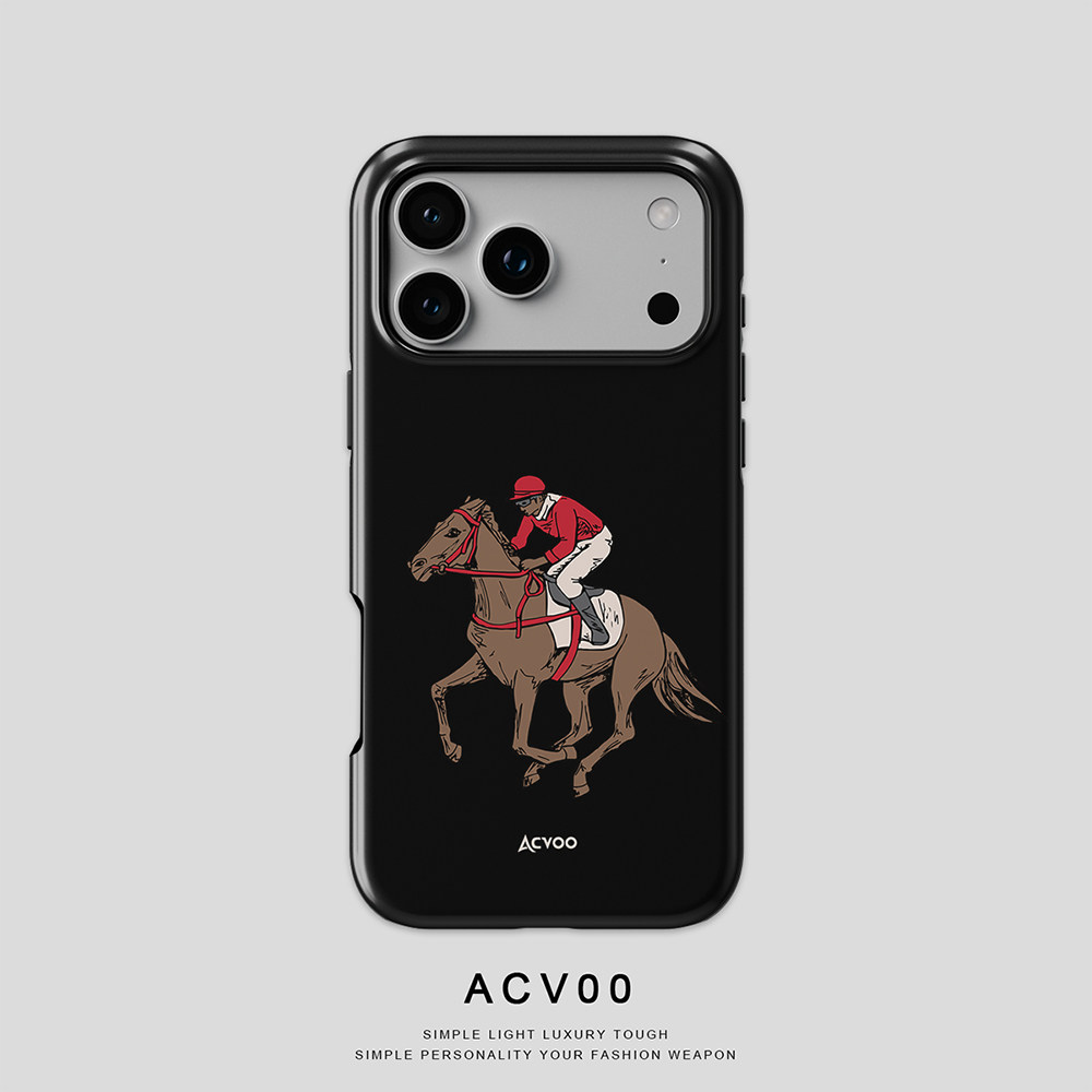 Acvoo赛马复古骑士图腾印花iPhone17Promax保护16适用于苹果15手机壳14防摔壳13不褪色12可水洗全包