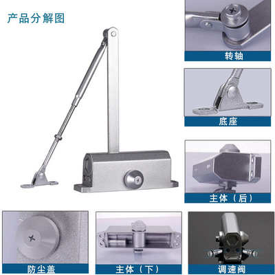 闭门器液压缓冲自动家用关门器小号弹簧闭合器90度定位不定位45KG