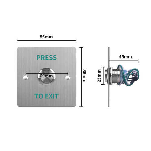 保利德防水感应门禁开关86不锈钢面板立柱户外自动门复位出门按钮