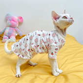 斯芬克斯德文无毛猫衣服薄款 可爱纯棉防过敏弹力四脚衣护肚空调房