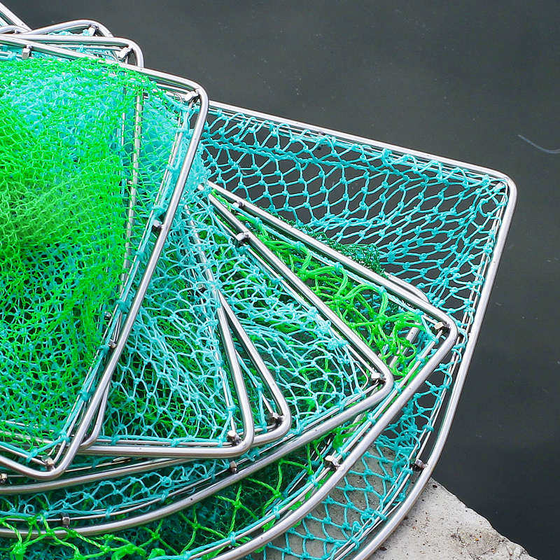 不锈钢平头方形双圈抄网头捞鱼网兜鱼塘鱼捞市场卖鱼抄网网兜渔具