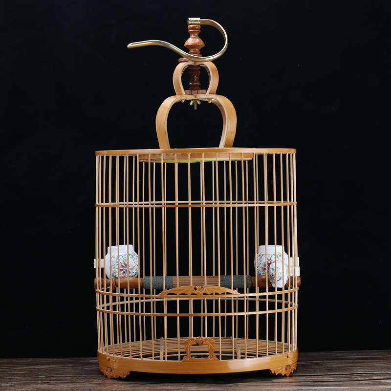 画眉鸟笼蜡嘴老竹竹皮精抛光手工小谷底全套手工高配竹鸟笼