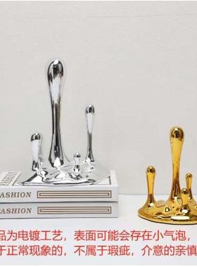 欧式创意电镀水滴形创意摆件客厅样板间电视柜茶几玄关家居装饰品