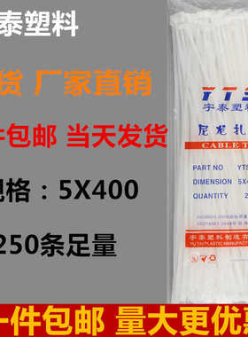 5*400mm白色塑料自锁式尼龙扎带封条 固定塑料捆线带直销捆线电线