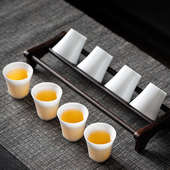 问谦堂 高端冰种白瓷功夫茶小茶杯套装 6只陶瓷茶具茶碗品茗杯纯白