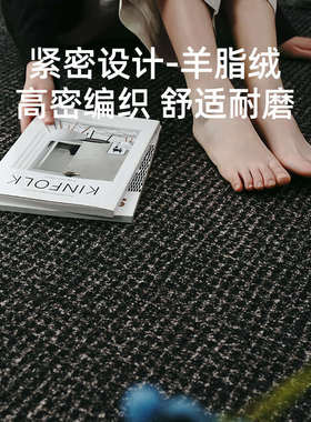 AO黑色圆形地毯客厅沙发茶几毯轻奢高级卧室床边毯高级感圆型地垫
