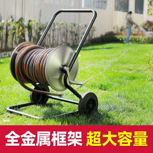 全金属绕管架收管卷管器 户外水管收纳转盘水车 不锈钢水管收纳架