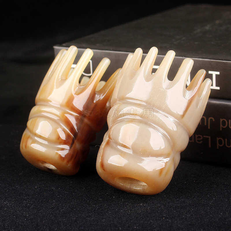 正宗牦牛角洗头梳头部经络梳纯按摩抓头皮天然防疗大齿宽齿脱发梳