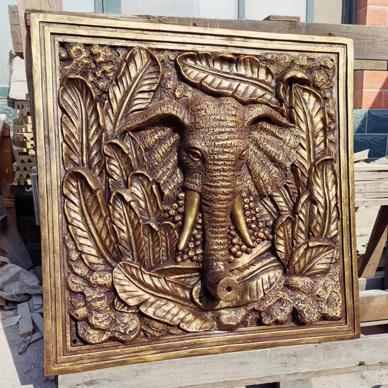 石丰砂岩雕塑沙岩大象壁挂象鼻喷水浮雕水景景观壁画喷泉流水别墅