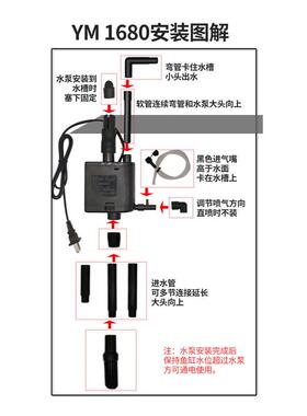 越美鱼缸水族箱原装抽水过滤增氧潜水泵包邮YM1080 1380 980 880