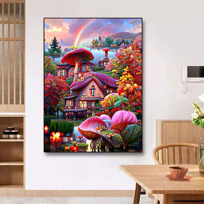 梦幻风景钻石画2025新款5d满钻卧室儿童仙境城堡手工点贴钻十字绣