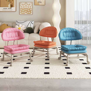 万向轮小凳子家用滑轮矮凳带娃神器儿童带轮圆板凳懒人美缝靠背椅