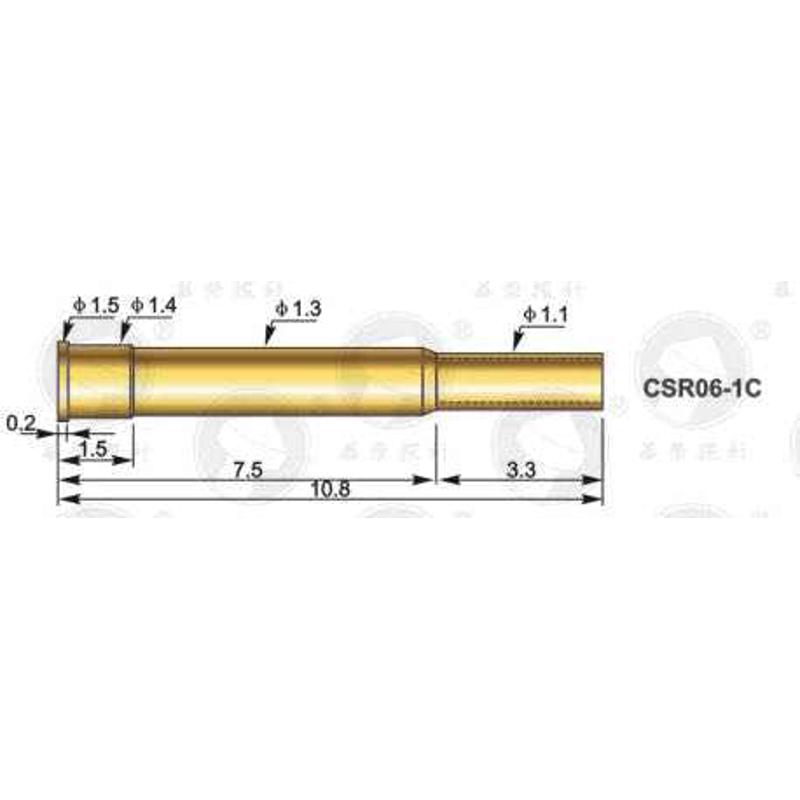 CSR06-1C测试针套 短探针套 1.3铜套。1.3短针针套 铜鍍金