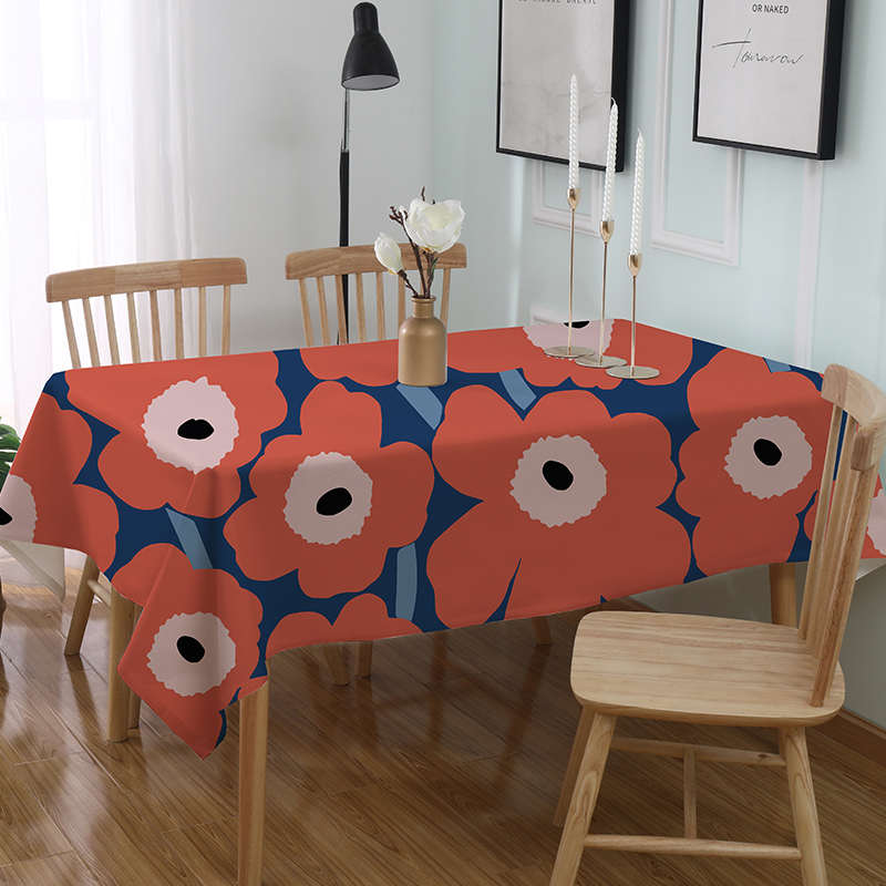 长方形餐厅北欧遮盖艺书桌棉麻台布圆桌桌布餐大茶几桌布防水花巾
