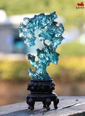 琉璃太湖石茶楼假山摆件中式禅意客厅书房茶室玄关装饰品石头软装