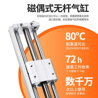 磁偶式无杆气缸RMT滑台滑块CDY1S10/15/20/25/32/40-100*200*300
