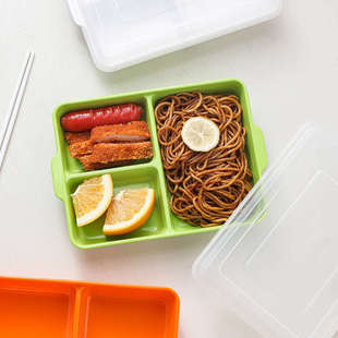 优质A5密胺学生配餐餐盒食堂三格四格分格快餐盘团餐饭盒PP可微波