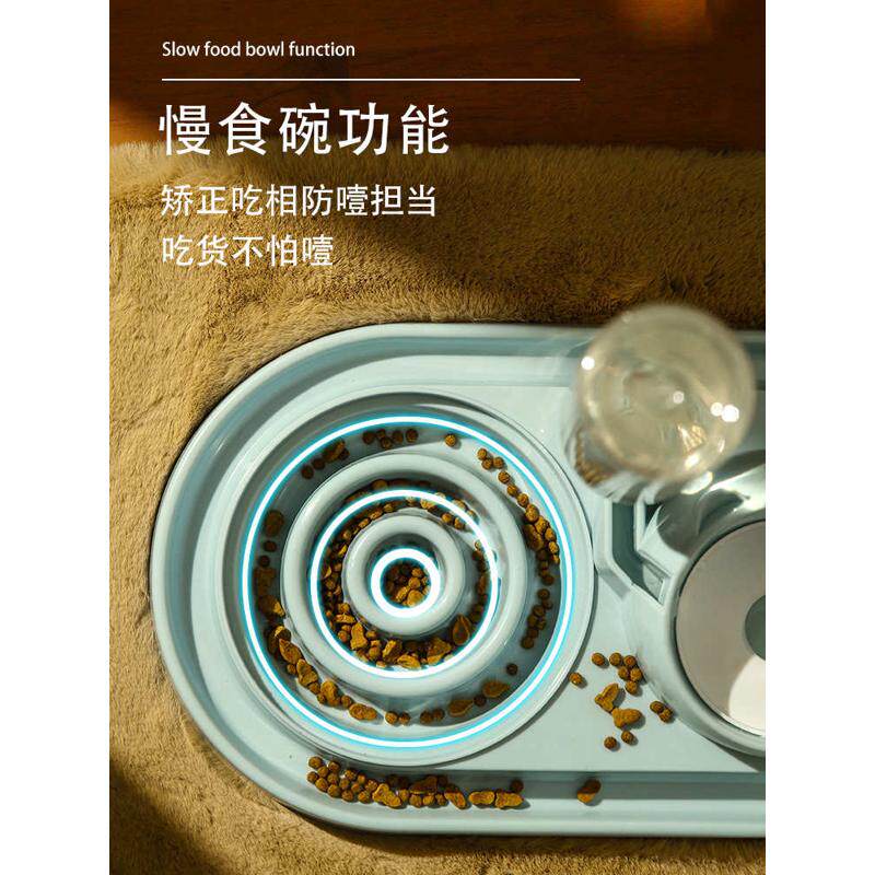 猫碗双碗自动饮水狗食盆泰迪饭盆宠物喝水狗狗陶瓷喂食器猫咪用品