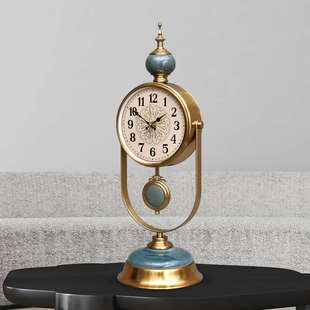 高档轻奢座钟桌面台钟客厅摇摆钟表欧式摆件创意大号静音台式时钟