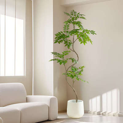 高端轻奢仿真绿植客厅电视柜背景装饰摆件室内盆栽假花植物漆木树