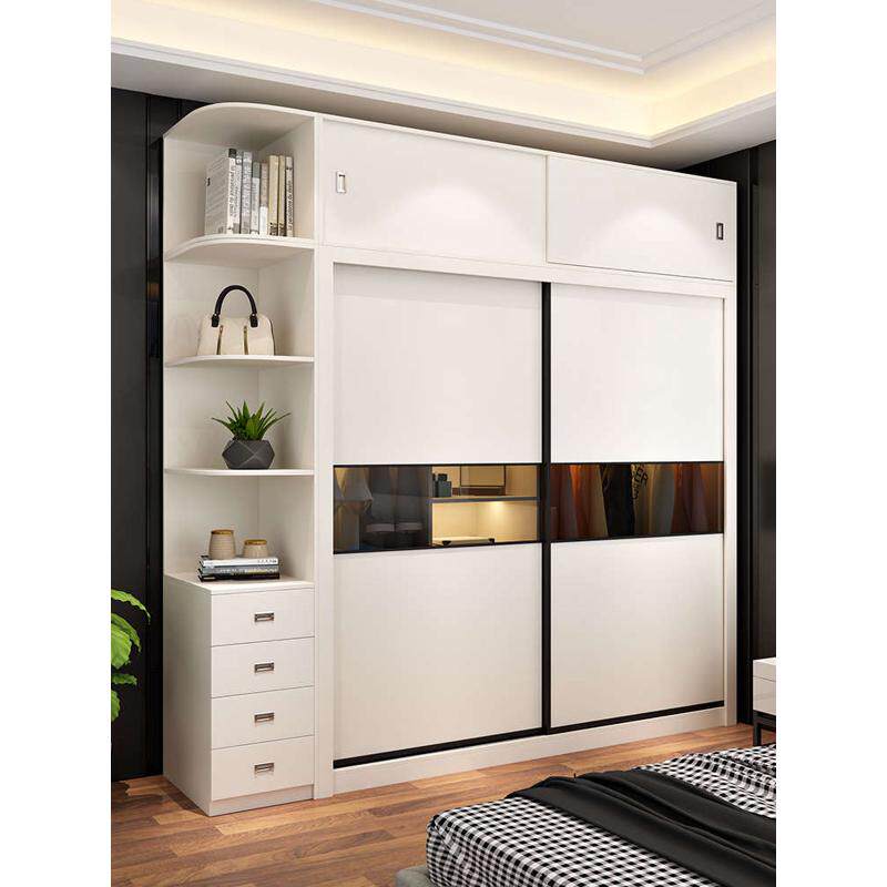 免实木推拉门衣柜衣柜现代卧室门衣橱简约家用组装安装储物柜滑移