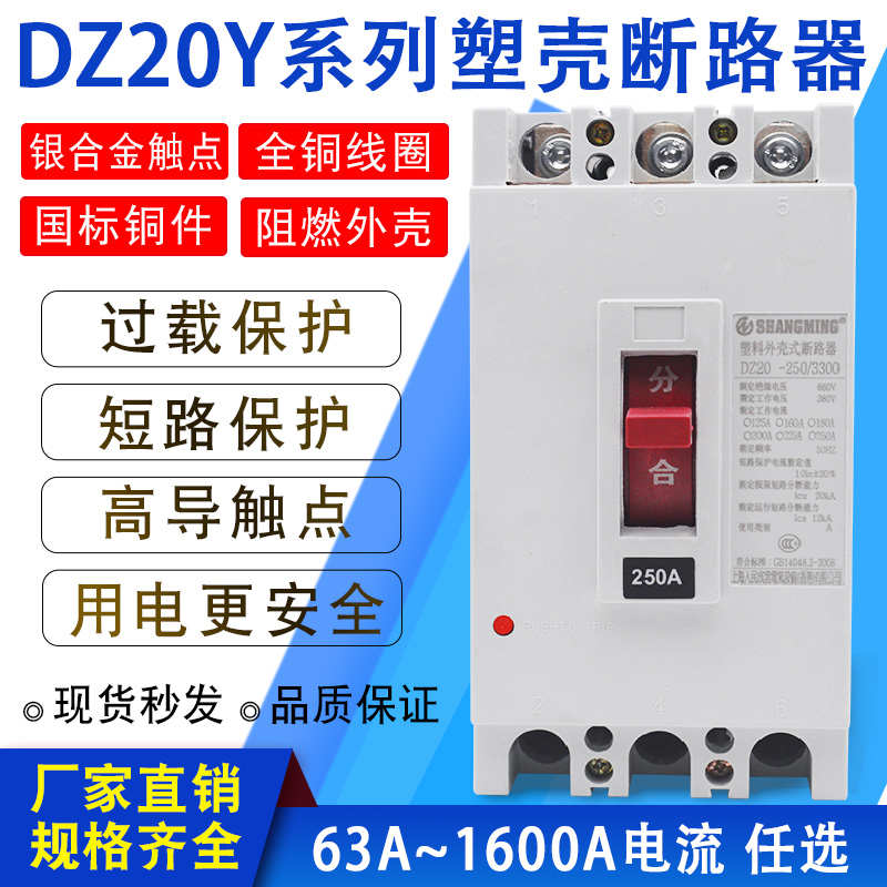 DZ20Y-160C225A250J400A630A塑壳断路器空气开关三相380V电机保