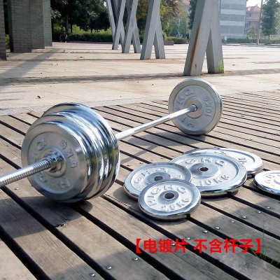 全铸铁电镀杠铃哑铃片2.5kg5/7.5/10/15公斤杠铃深蹲举重片加重