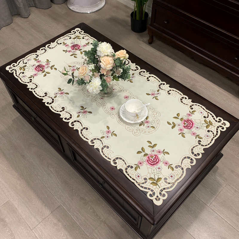 茶几桌布布艺欧式长方形小垫白色田园台布桌客厅茶几垫清新正方形