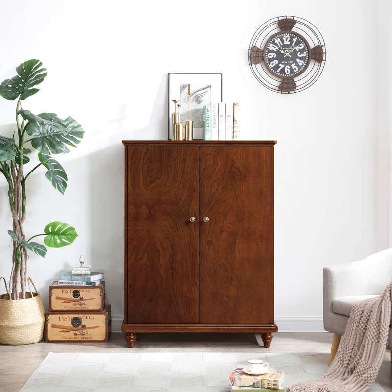 多功能矮衣柜美式玄关柜矮柜小户型储物柜斗柜两门柜衣橱实木板材