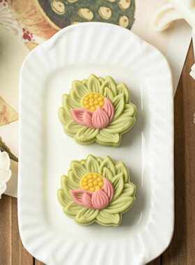 50g75g125g立体莲花月饼模具150克立体绿豆糕塑料手压模