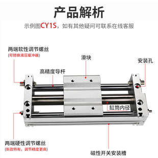 磁偶式 100 RMT无杆气缸CY1S 滑台导杆 150 MRU