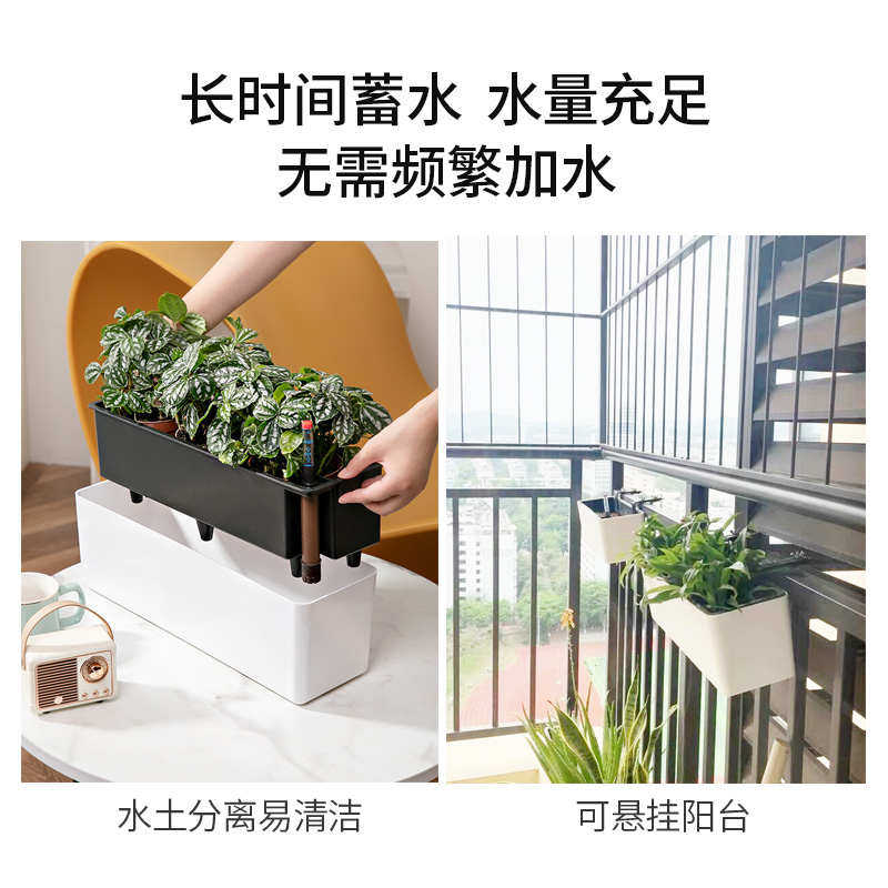 阳台长方形自吸水种菜盆蔬菜葱专用种植箱辣椒草莓盆窗台长条花盆