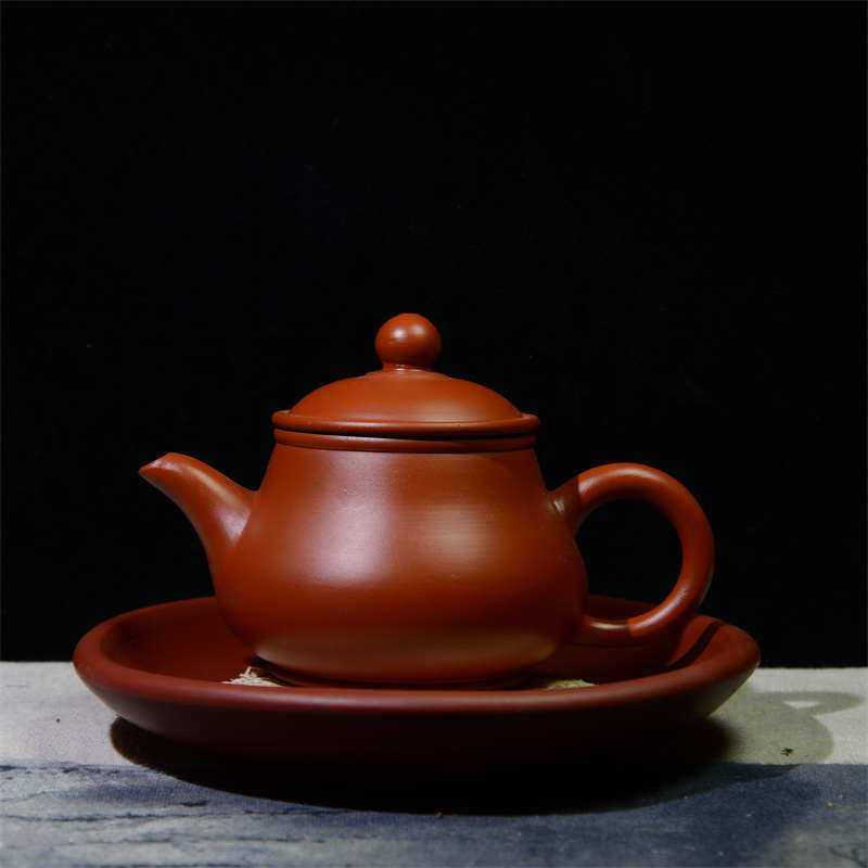 潮州章氏朱泥全手工手拉壶小容量潘壶紫砂家用工夫小泡茶壶110m