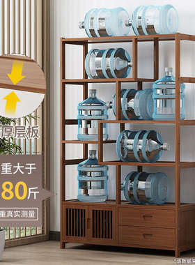楠竹靠墙博古架客厅隔断展示柜新中式茶室置物架电视旁轻奢收纳架