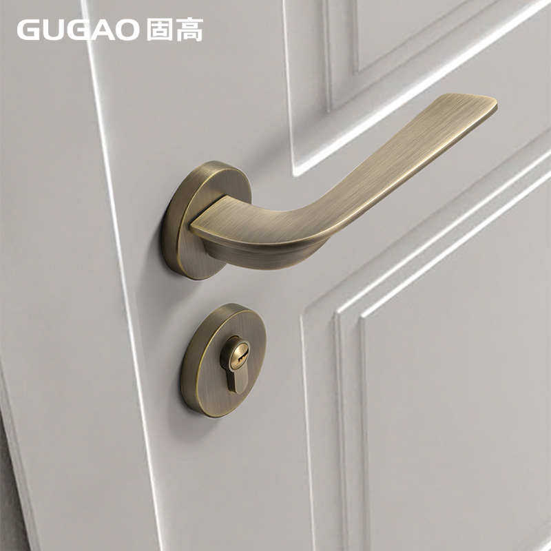 固高青古铜卧室门锁室内木门门锁分体磁吸静音新中式房间门把手锁