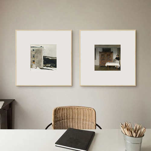 黑白风景餐厅装饰挂画油画样板间艺术框客厅卡纸装饰画抽象金属