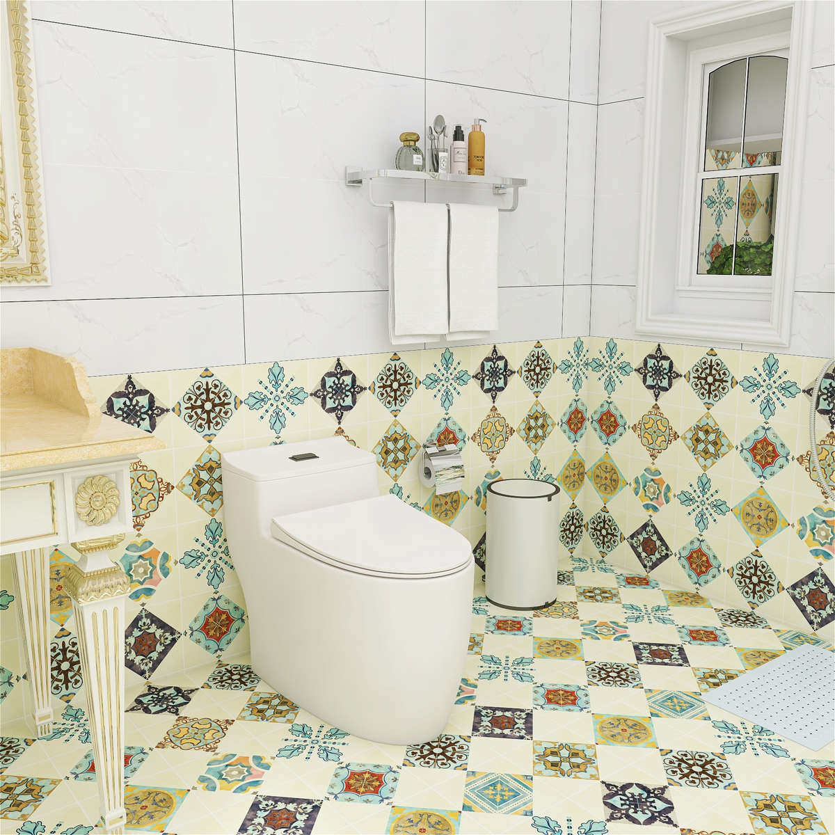 欧式灶台厨房防油贴纸耐高温墙贴卫生间壁纸浴室防水墙纸瓷砖翻新