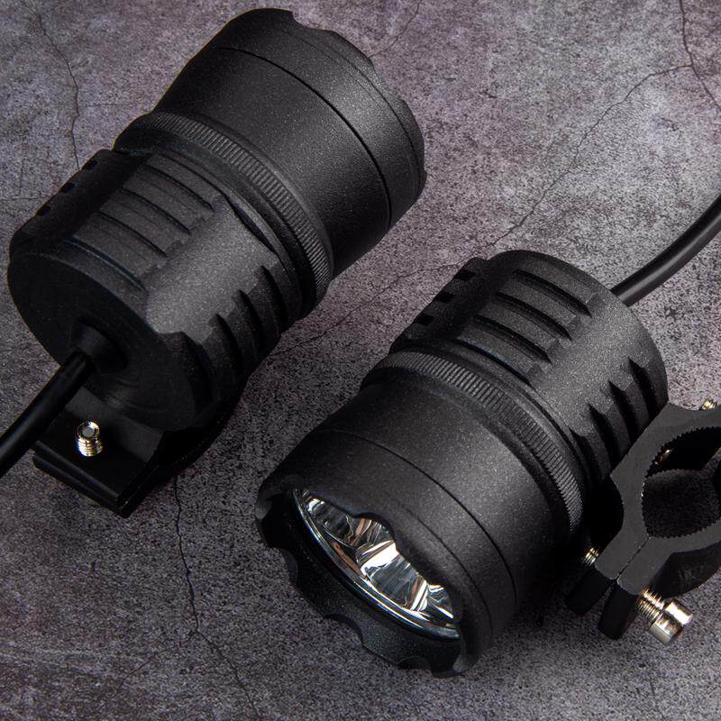 摩托车led射 强光灯超亮 铺路灯外置改装防水大灯辅助爆闪灯一对