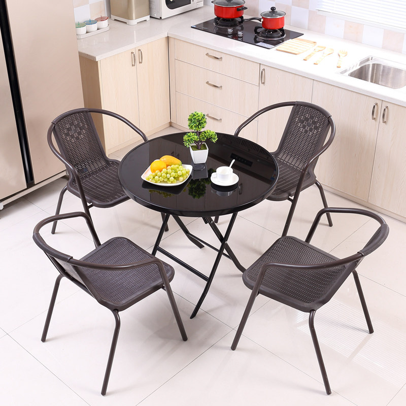 户外折叠桌椅一桌四椅阳台小桌椅奶茶店网红室外休闲洽谈玻璃圆桌,住宅家具,玻璃餐桌,淘宝优惠券,粉丝福利购,淘宝优惠卷