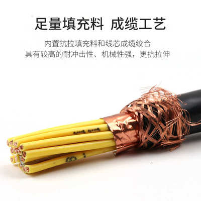 国标铜网RVVP多芯屏蔽线10 12 16芯0.75平方1.5KVVRP信号控制电缆