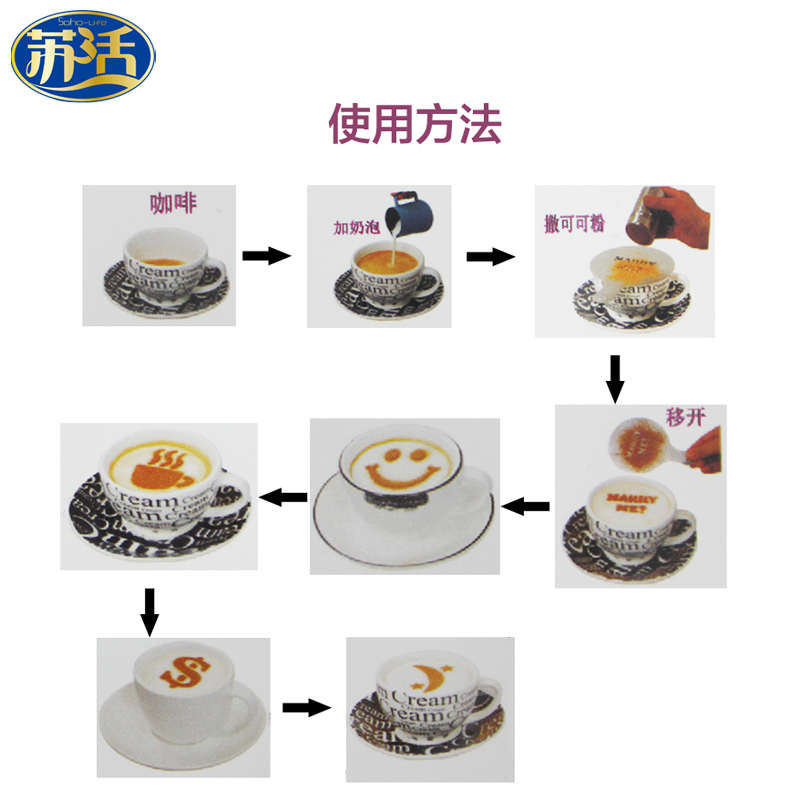 新品 塑料拉花模具 pp咖啡印花模型 花式专用模具 白色 16片/套