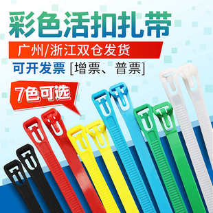 250300扎带彩色红绿蓝黄重复使用大码 活扣可拆松式 塑料尼龙8
